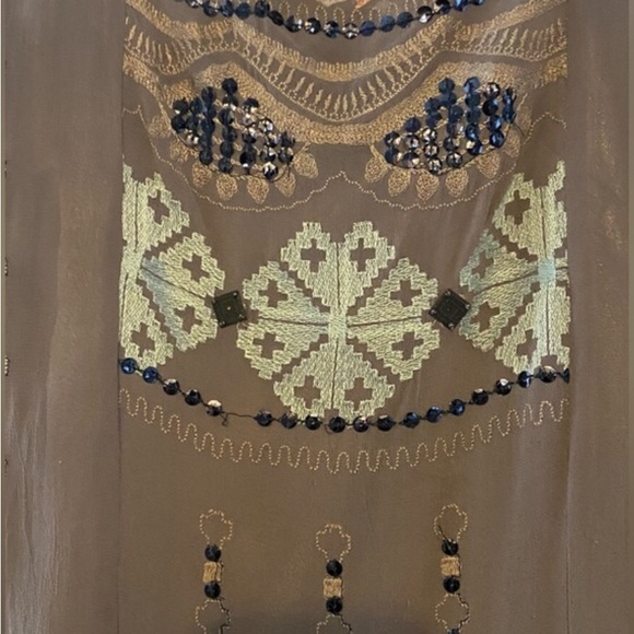 Free People Dress size S/M. Shear with underslip. Taupe. Gorgeous Embroi… - Picture 3 of 9